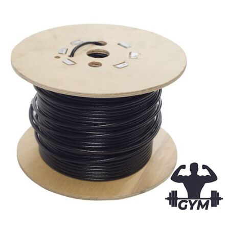 Reel of Black Nylon 11 Coated Galvanised Steel Wire Rope Gym Cable