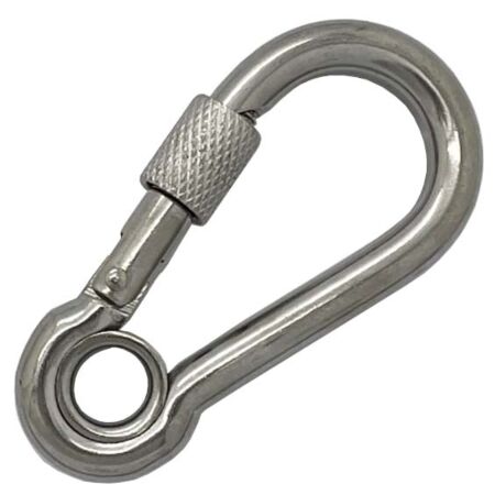 Stainless steel locking carbine hook with eyelet