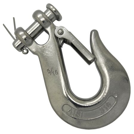 Clevis sling hook with safety catch
