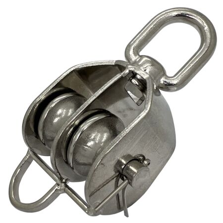 Stainless Steel Swivel Eye Double Wheel Pulleys - Removable Wheels