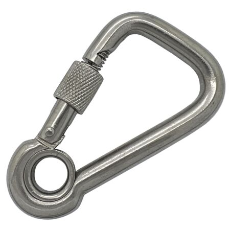 STAINLESS STEEL LOCKING ASYMMETRIC CARBINE HOOKS WITH EYELET