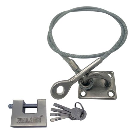 gun security cable with fixing eye plate and heavy duty swage eye