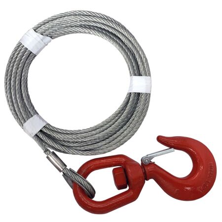 Wire Rope Recovery Winch Cable with Red Hook