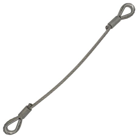 650kgs WLL 8mm Stainless Steel Wire Rope Sling - Hard Eyes